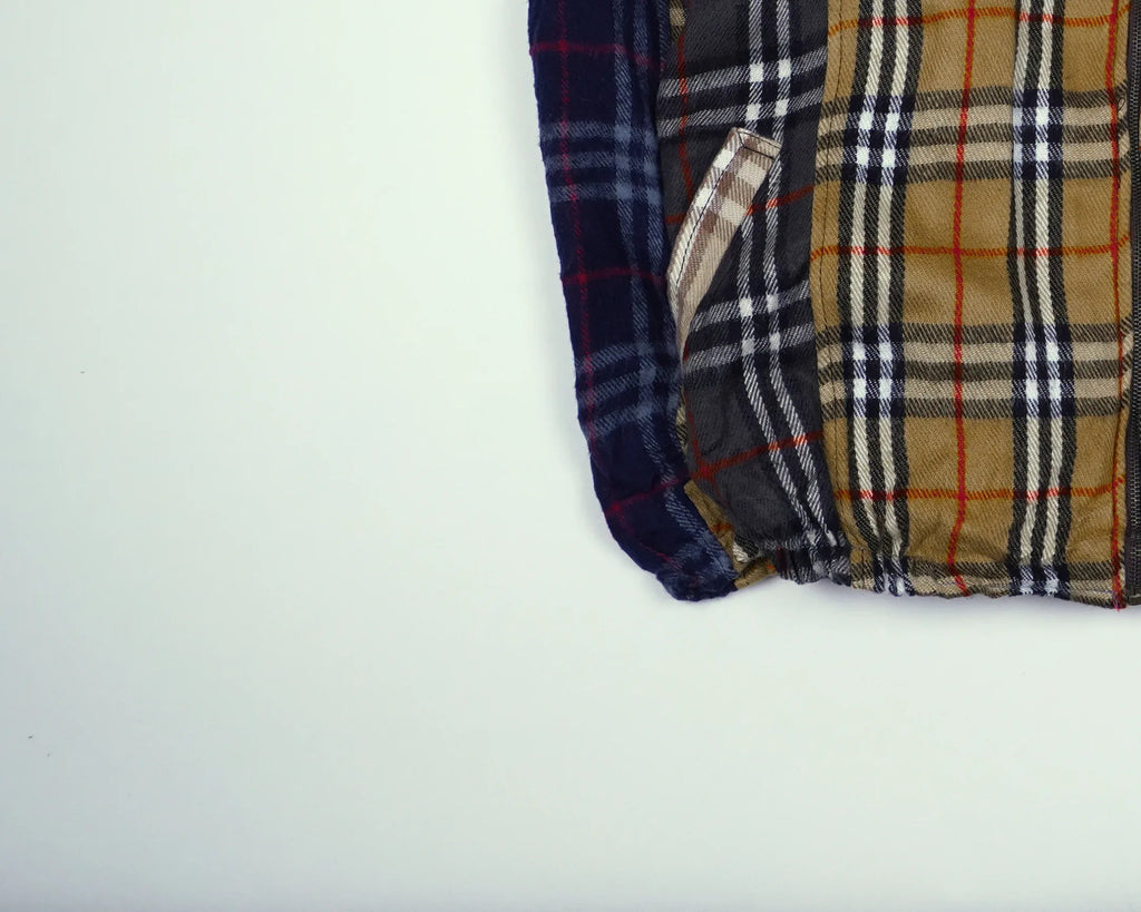 Reworked Burberry Brown Bomber Jacket M Wool, Polyester