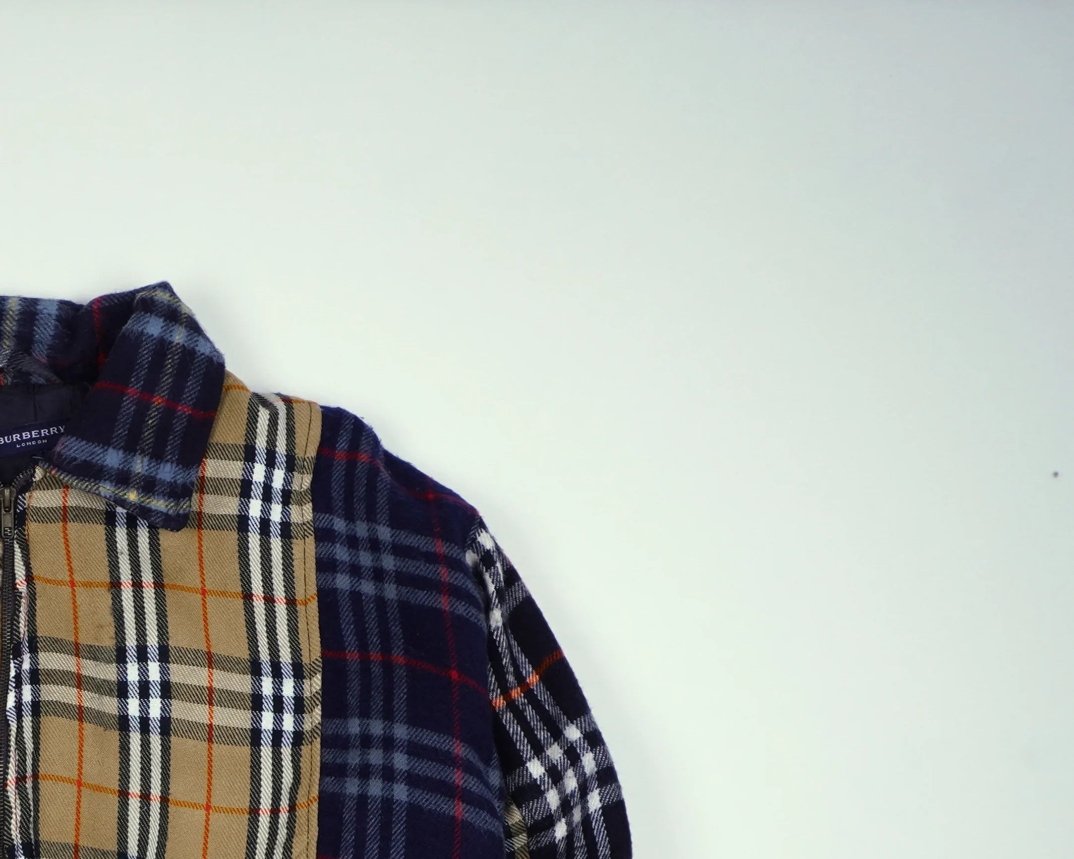 Reworked Burberry Brown Bomber Jacket M Wool, Polyester