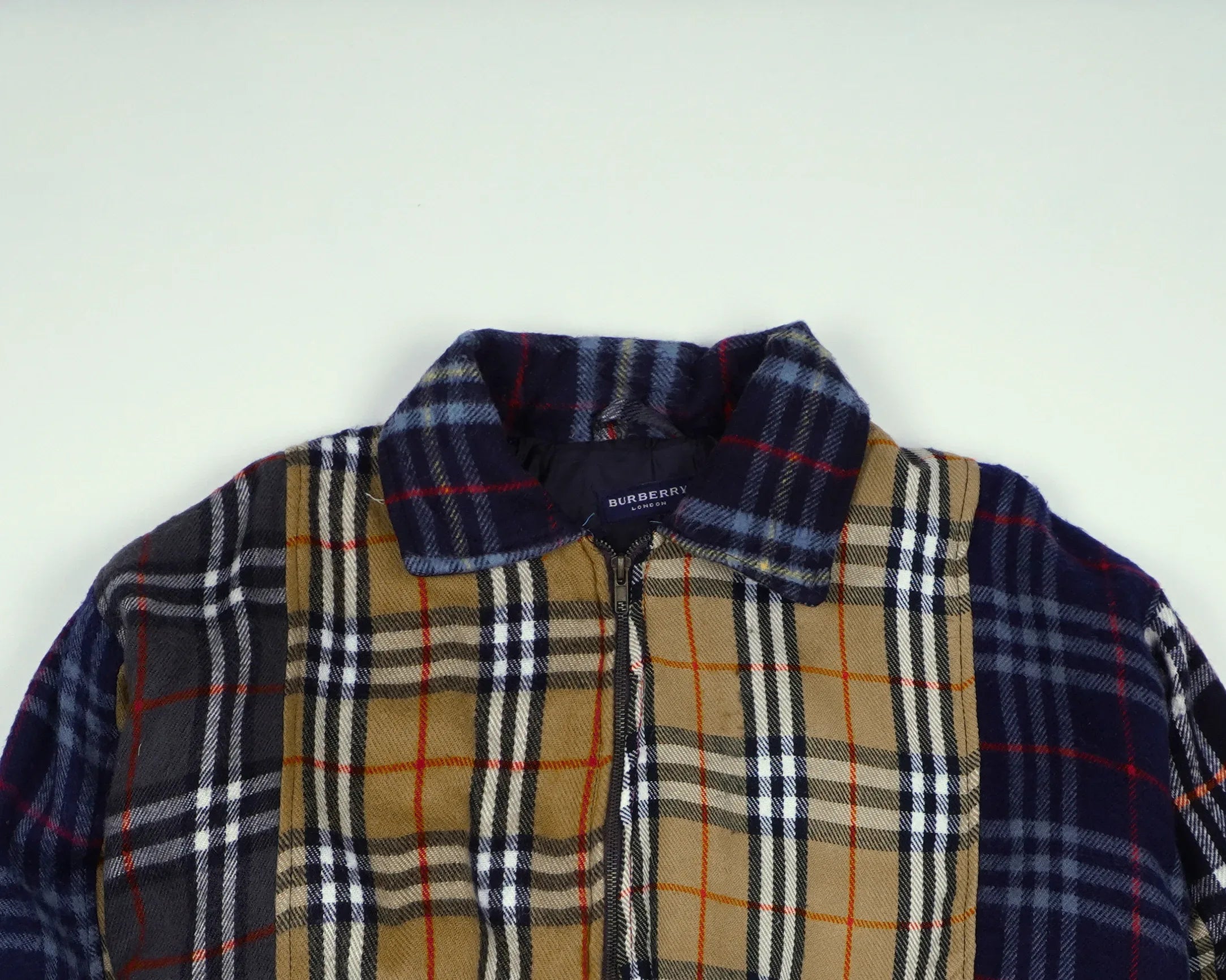 Reworked Burberry Brown Bomber Jacket M Wool, Polyester