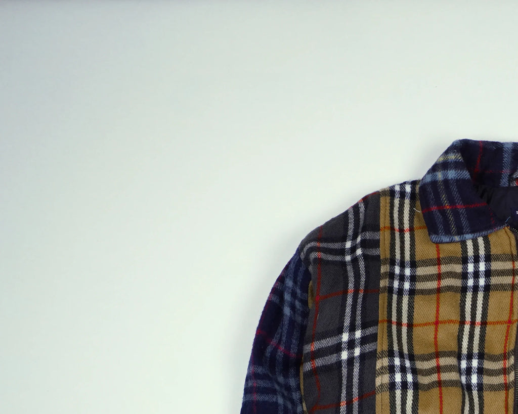 Reworked Burberry Brown Bomber Jacket M Wool, Polyester