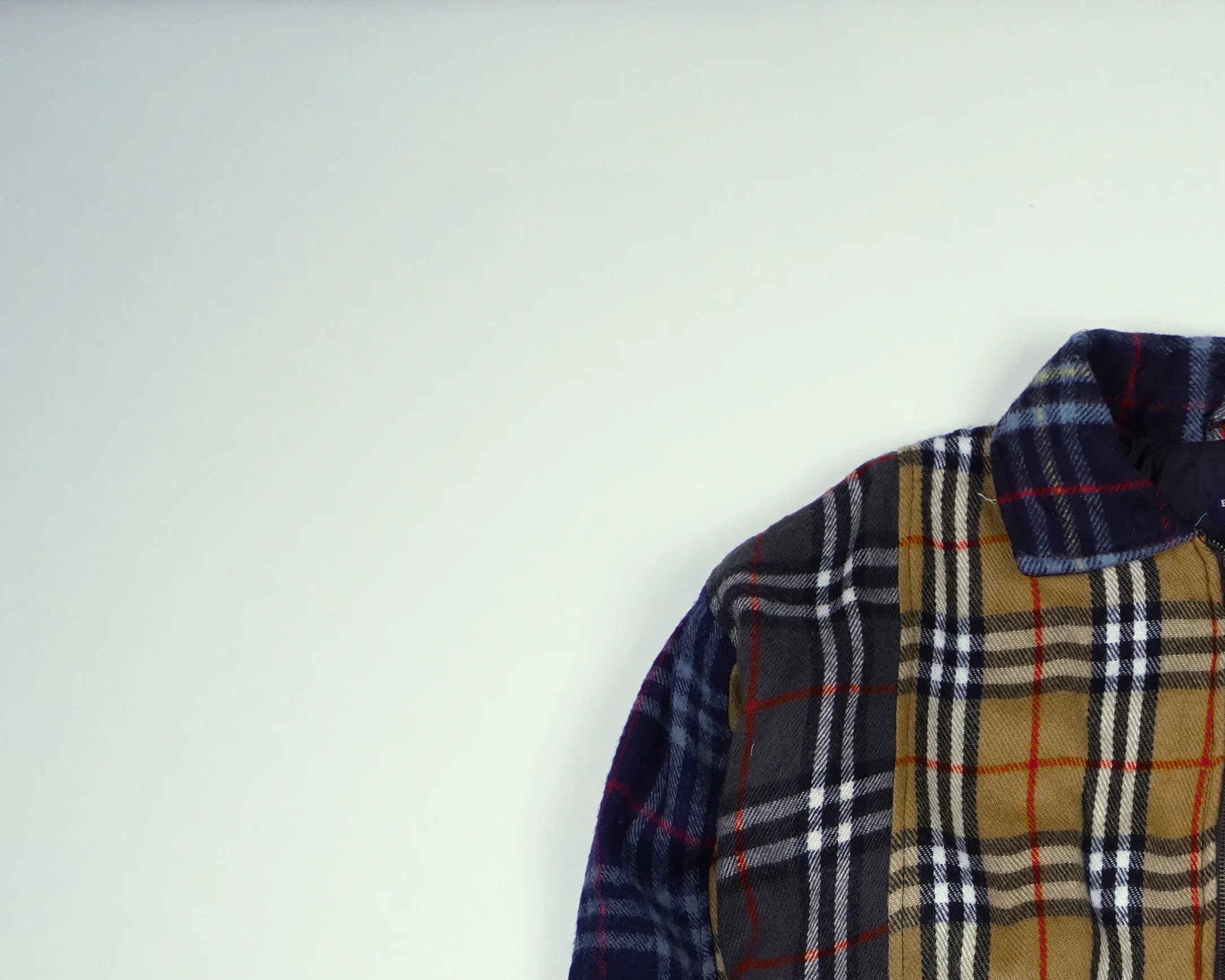 Reworked Burberry Brown Bomber Jacket M Wool, Polyester