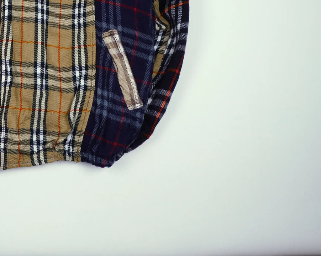 Reworked Burberry Brown Bomber Jacket M Wool, Polyester