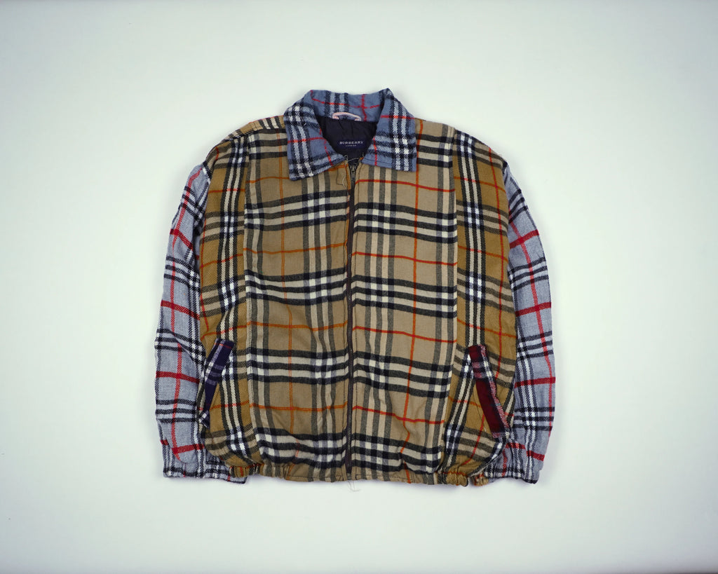 Reworked Burberry Beige Bomber Jacket M Wool, Polyester