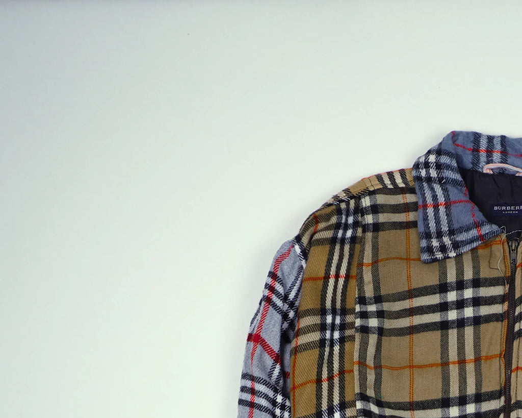 Reworked Burberry Beige Bomber Jacket M Wool, Polyester