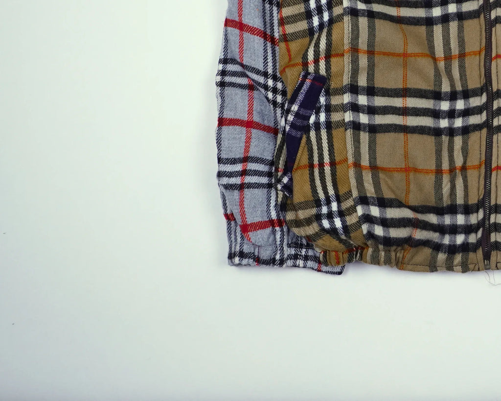 Reworked Burberry Beige Bomber Jacket M Wool, Polyester