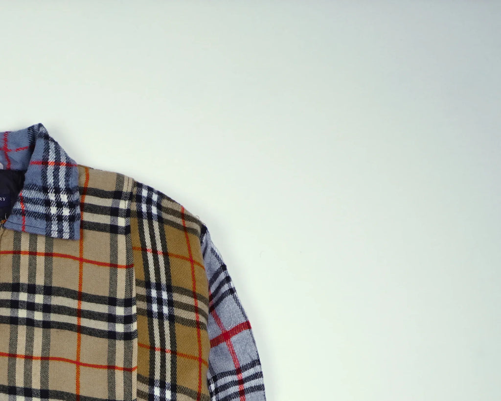 Reworked Burberry Beige Bomber Jacket M Wool, Polyester