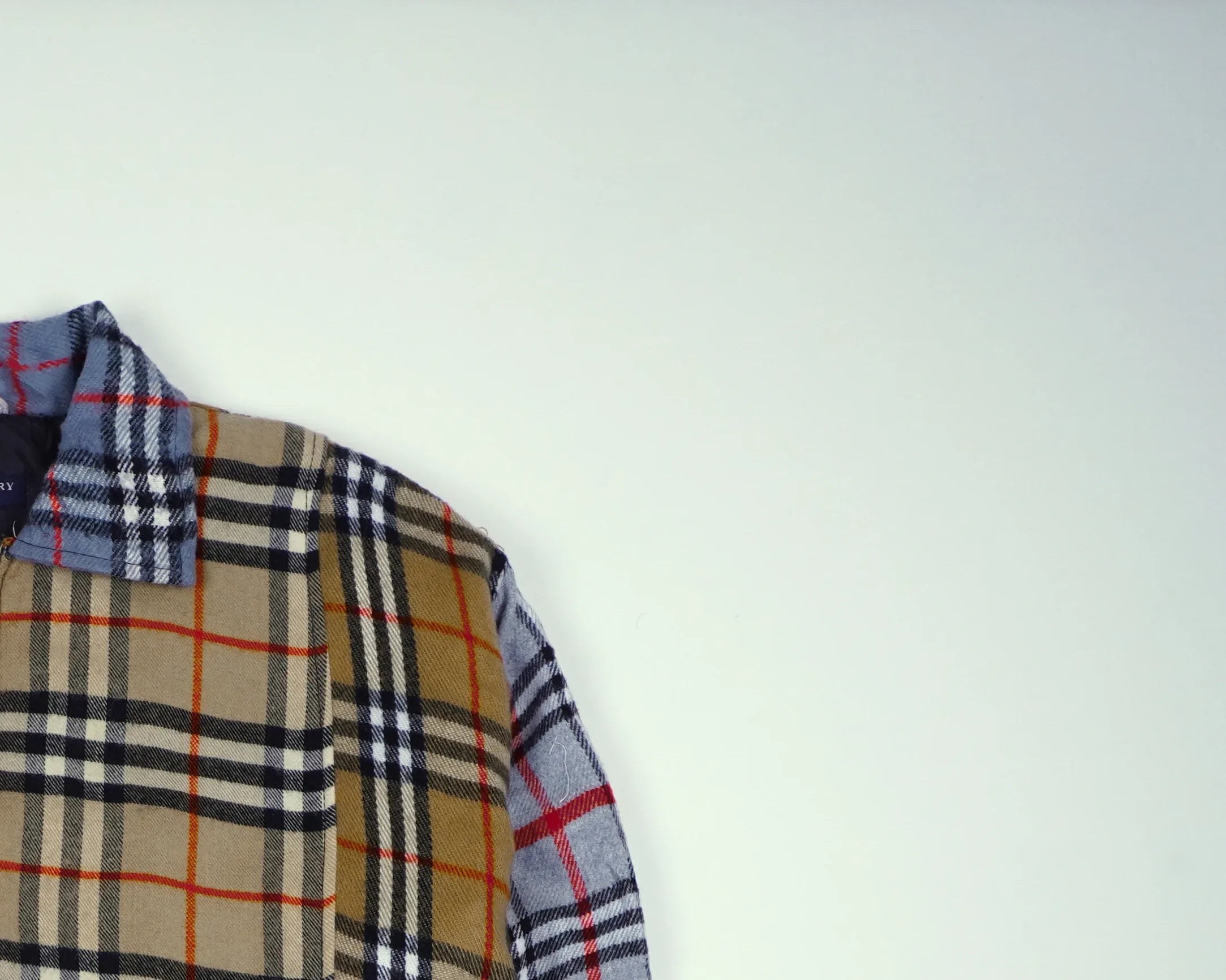 Reworked Burberry Beige Bomber Jacket M Wool, Polyester