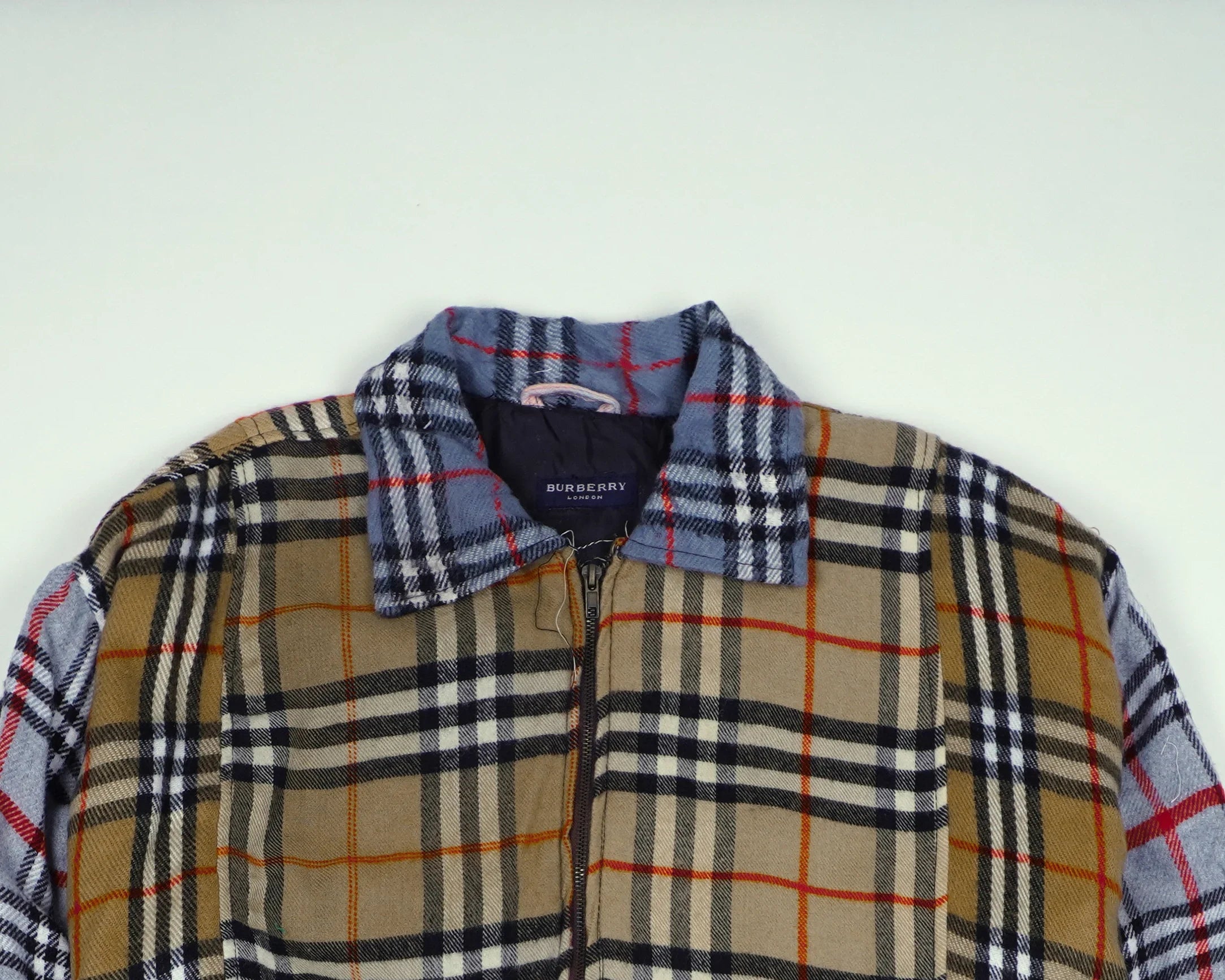 Reworked Burberry Beige Bomber Jacket M Wool, Polyester