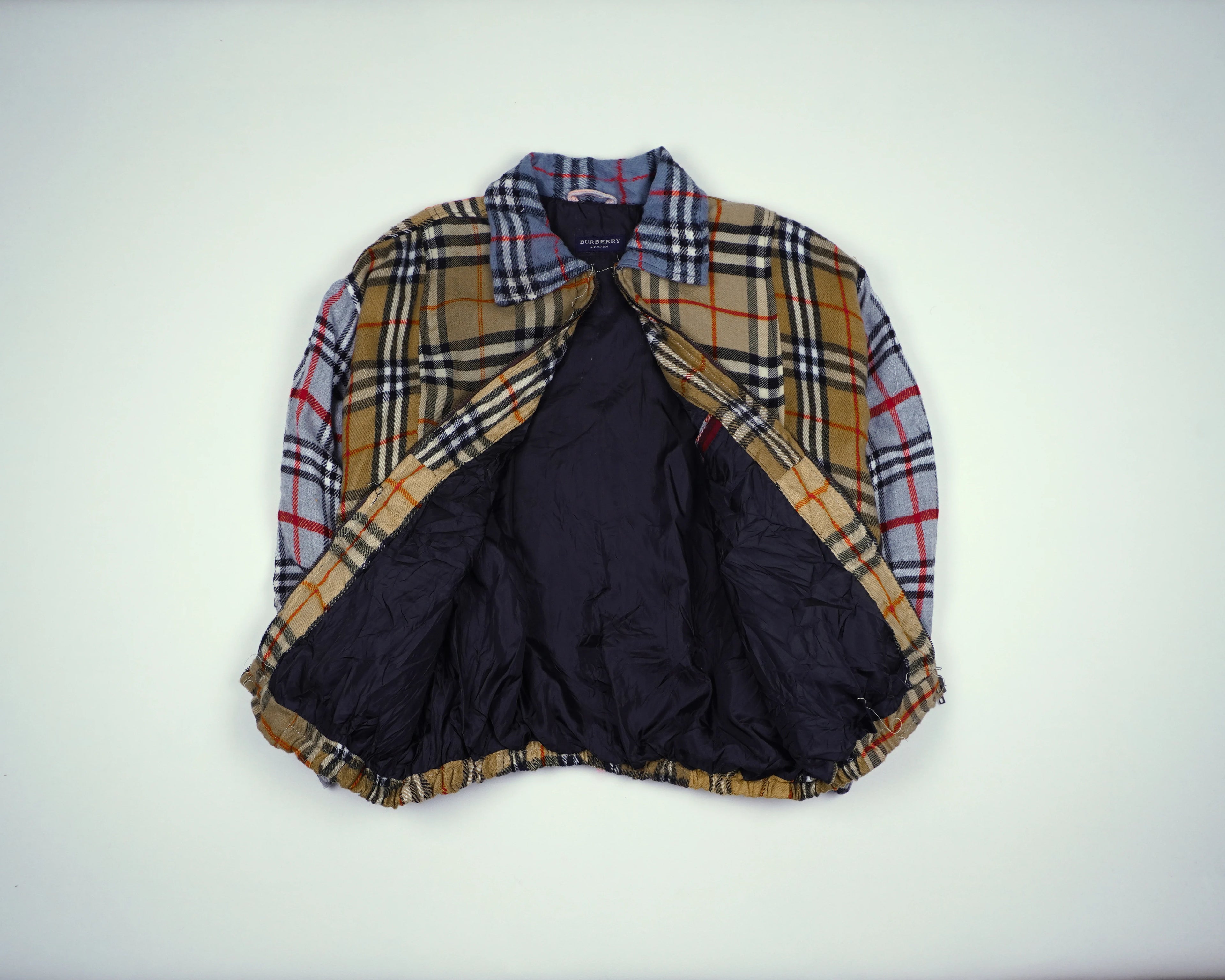 Reworked Burberry Beige Bomber Jacket M Wool, Polyester