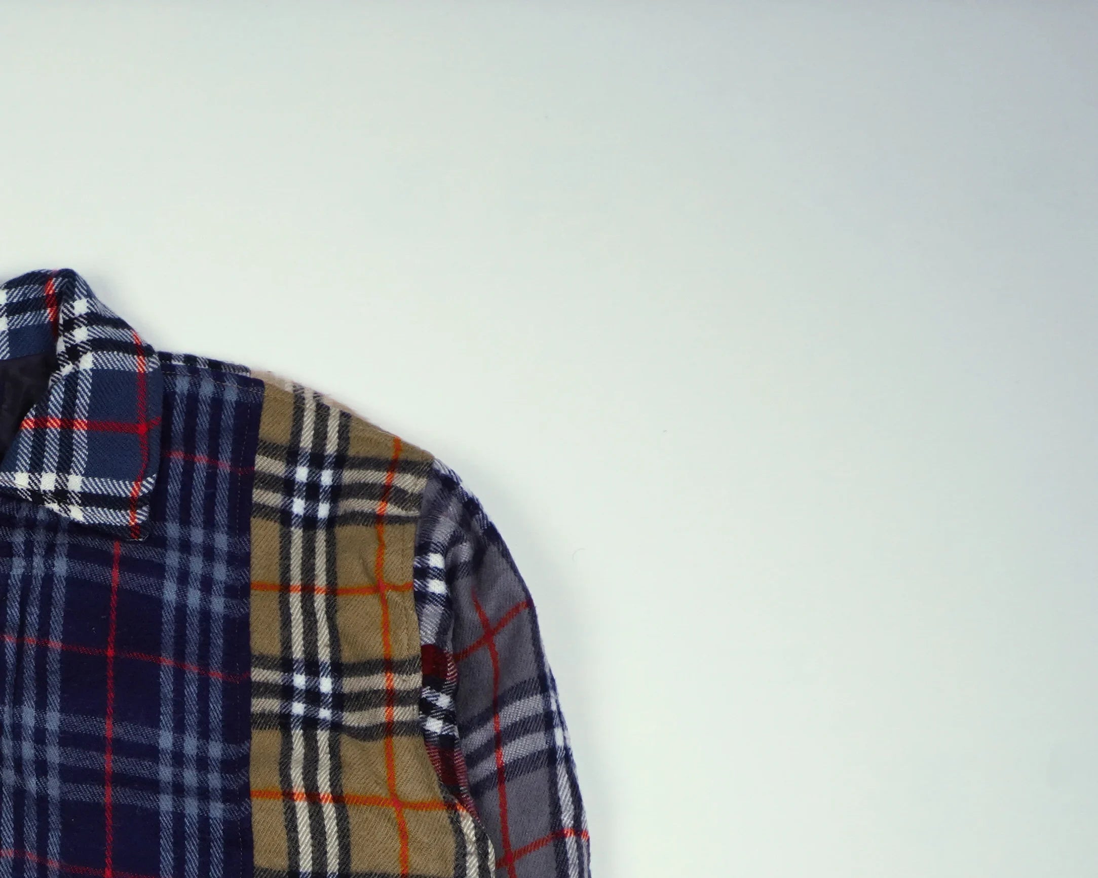 Reworked Burberry Blue Bomber Jacket M Wool, Polyester