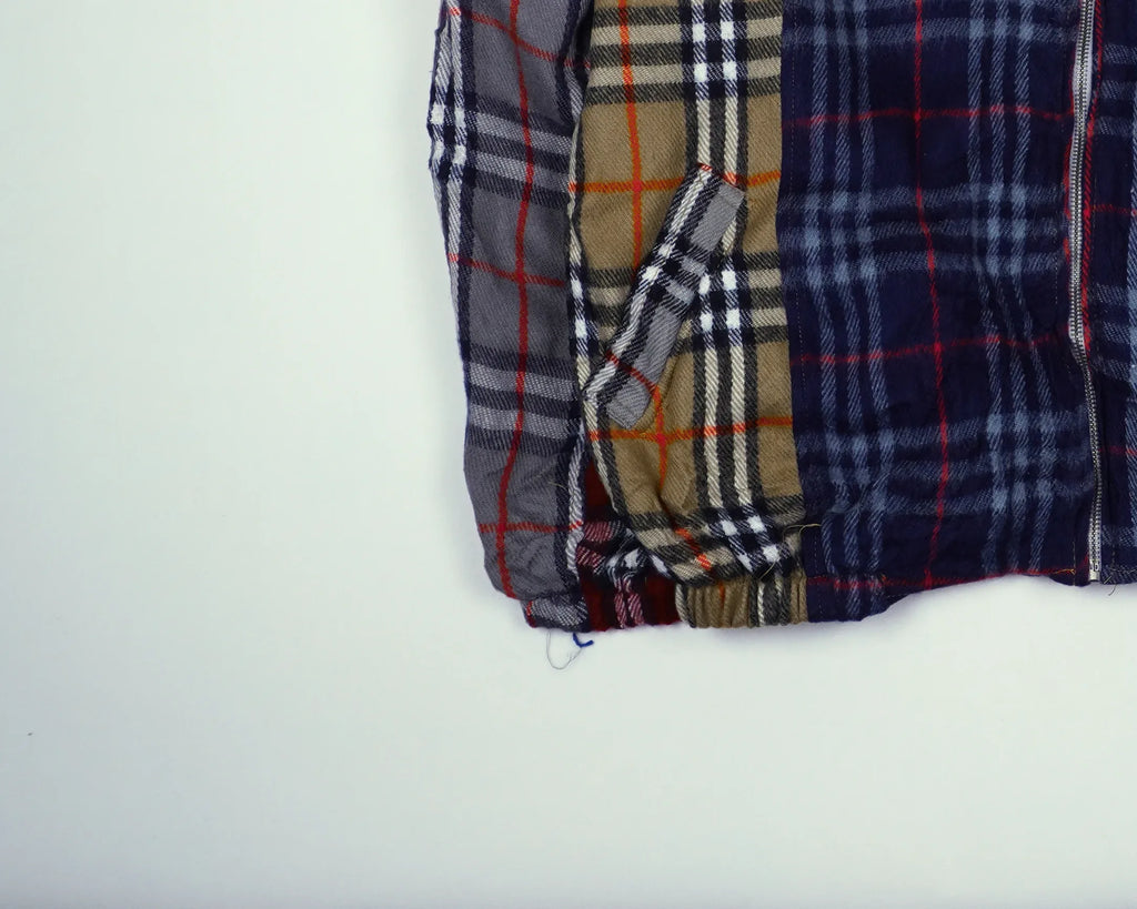 Reworked Burberry Blue Bomber Jacket M Wool, Polyester