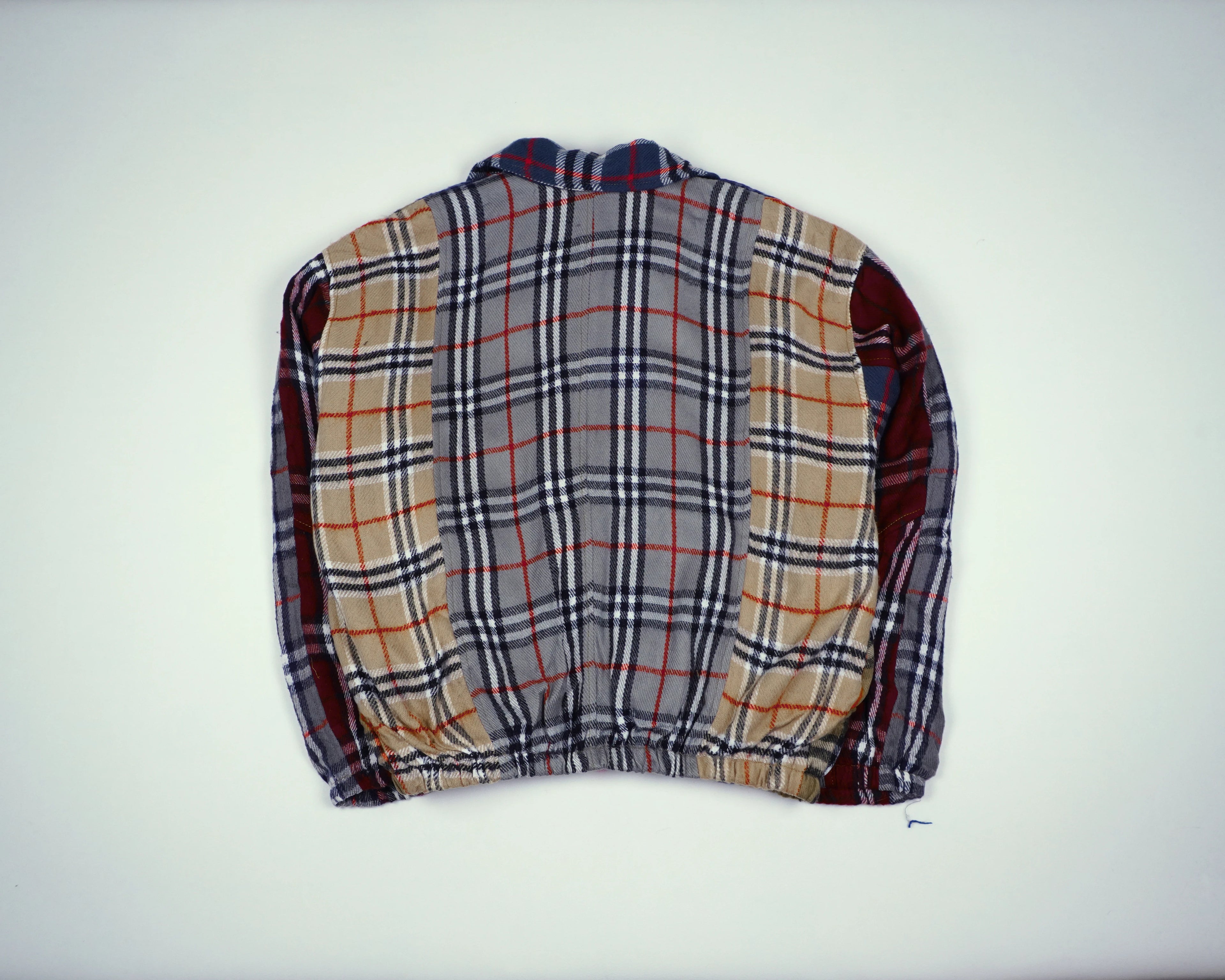 Reworked Burberry Blue Bomber Jacket M Wool, Polyester