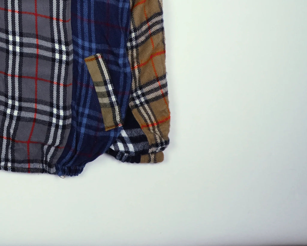 Reworked Burberry Brown Bomber Jacket M Wool, Polyester