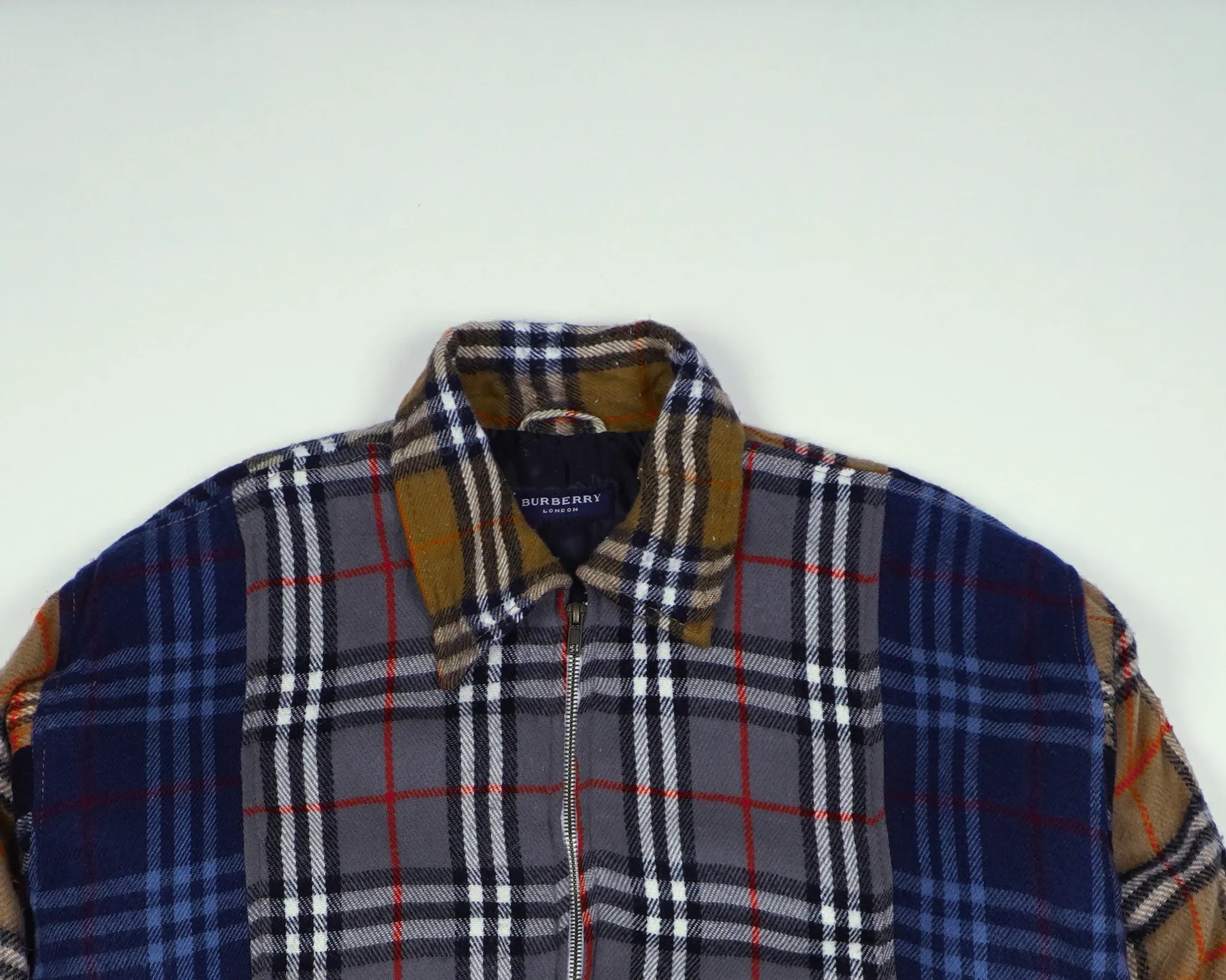 Reworked Burberry Brown Bomber Jacket M Wool, Polyester