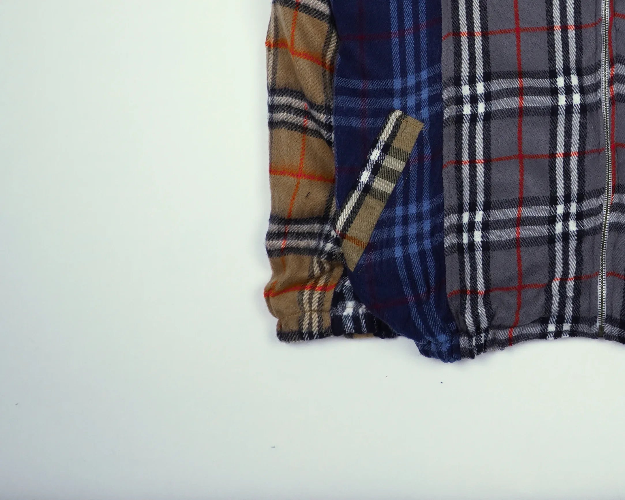 Reworked Burberry Brown Bomber Jacket M Wool, Polyester