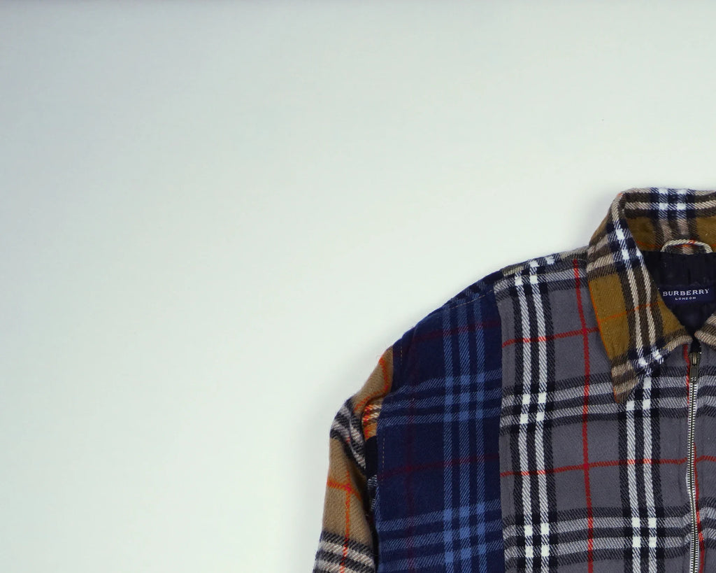 Reworked Burberry Brown Bomber Jacket M Wool, Polyester