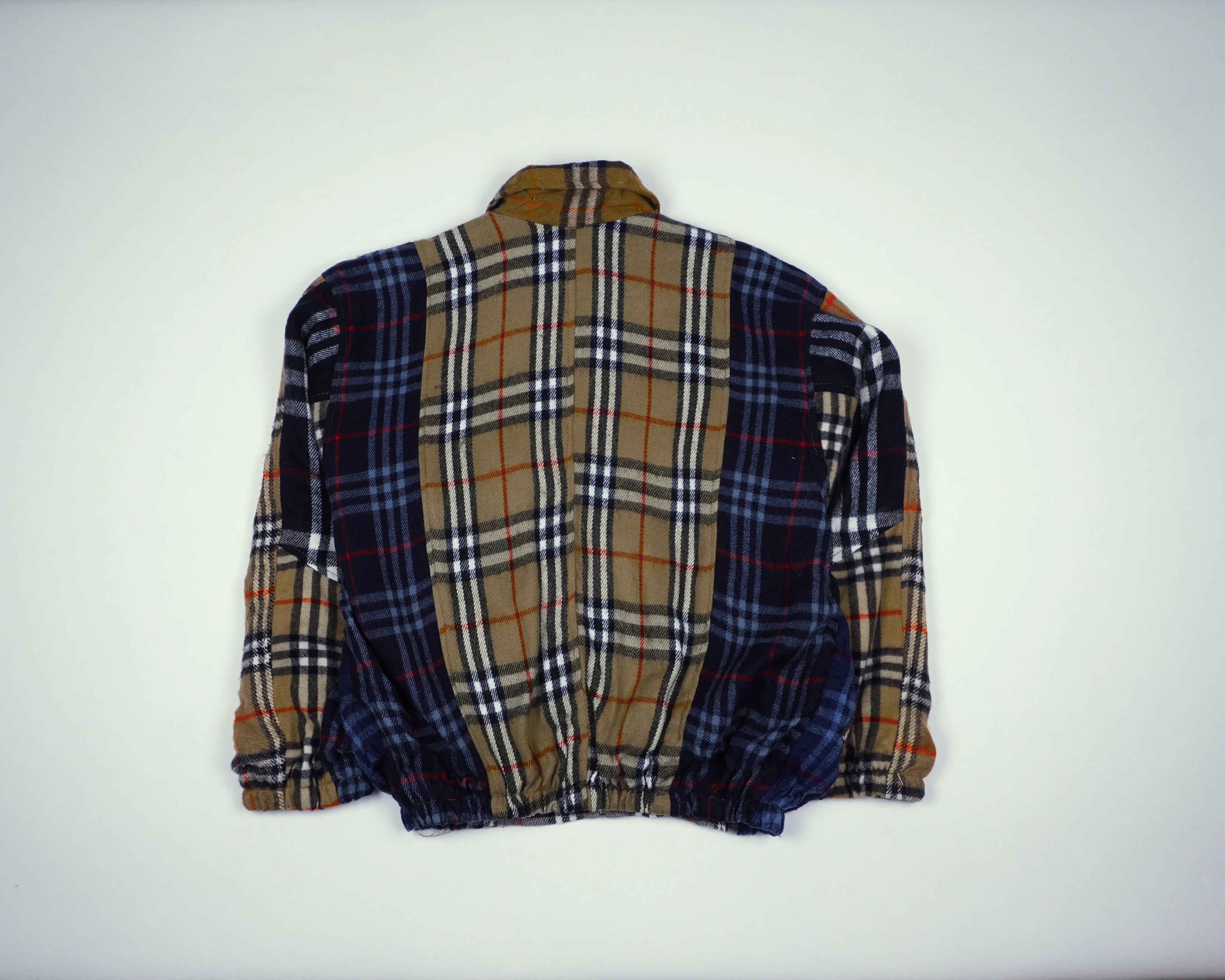 Reworked Burberry Brown Bomber Jacket M Wool, Polyester