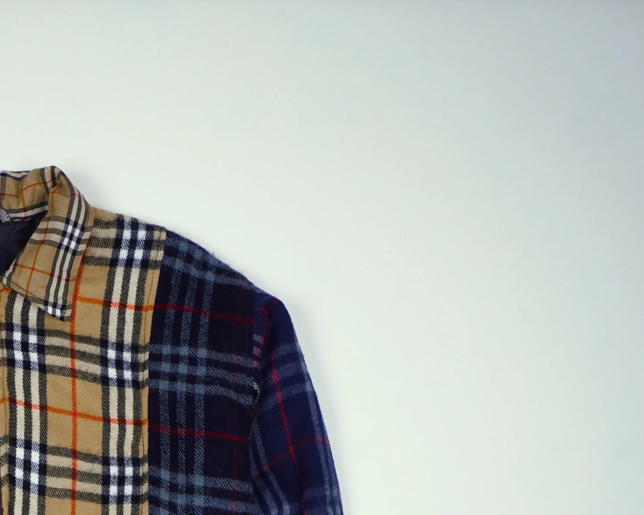 Reworked Burberry Beige Bomber Jacket L Wool, Polyester