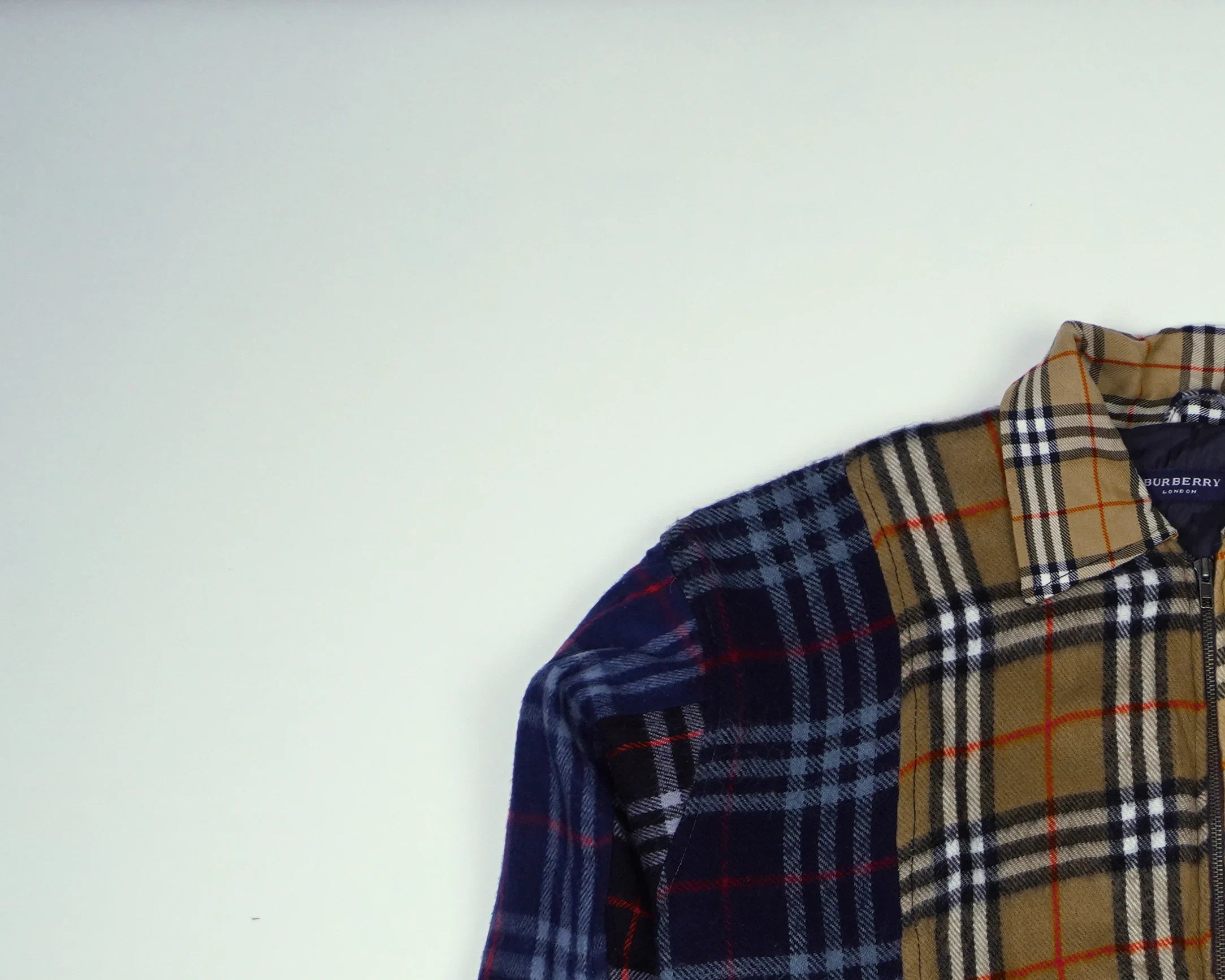 Reworked Burberry Beige Bomber Jacket L Wool, Polyester