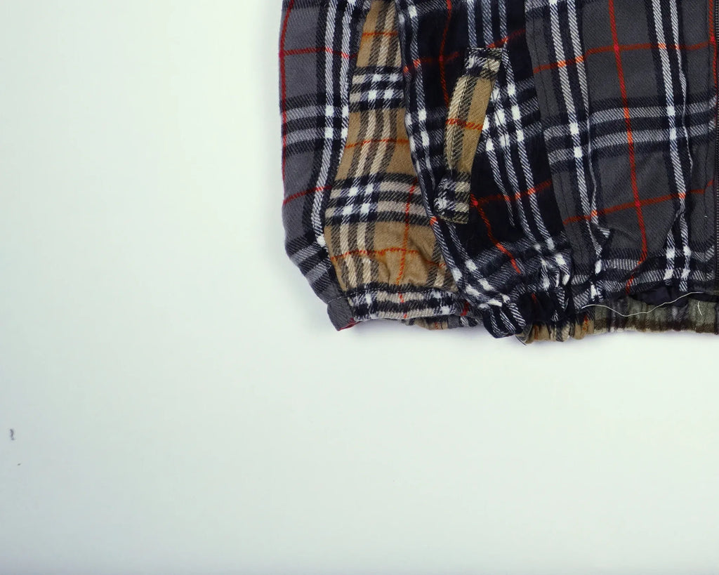 Reworked Burberry Gray Bomber Jacket S Wool, Polyester