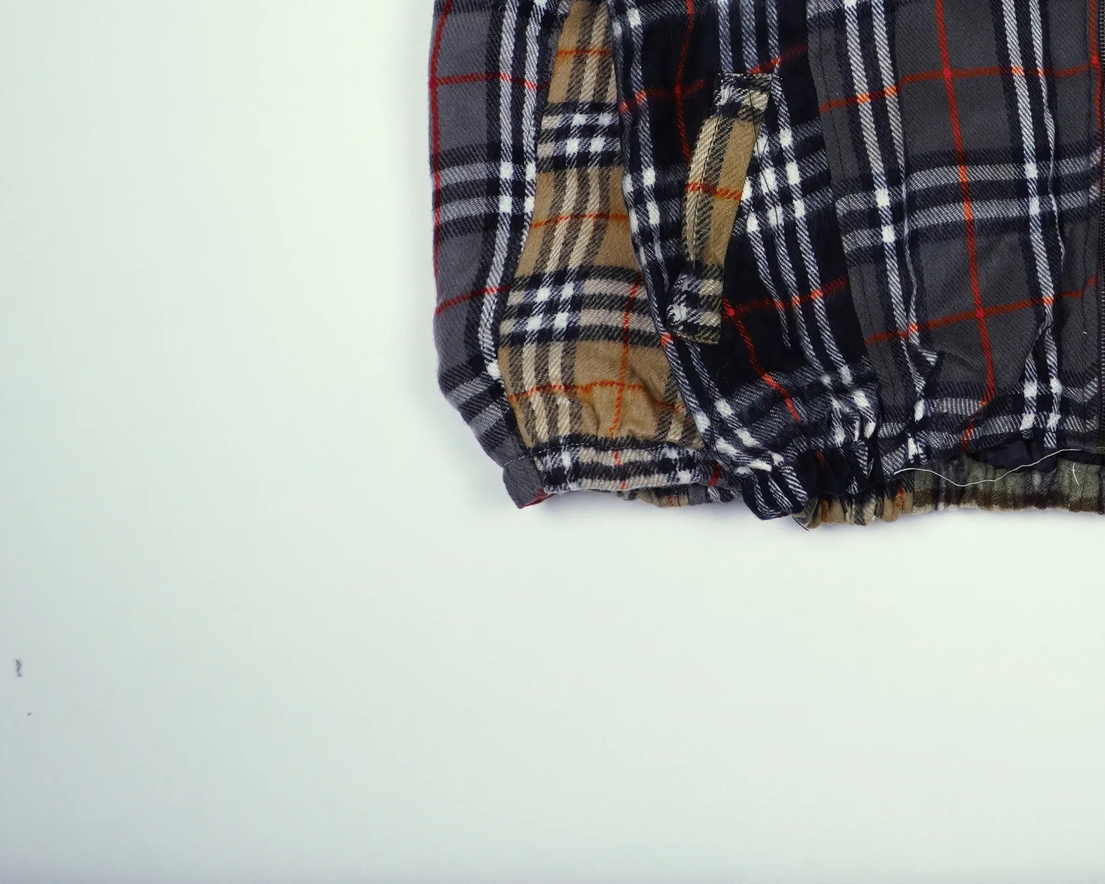 Reworked Burberry Gray Bomber Jacket S Wool, Polyester