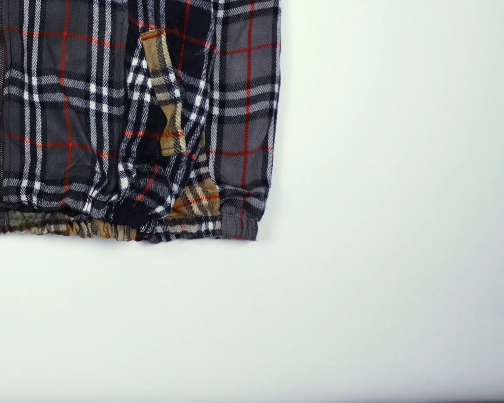 Reworked Burberry Gray Bomber Jacket S Wool, Polyester