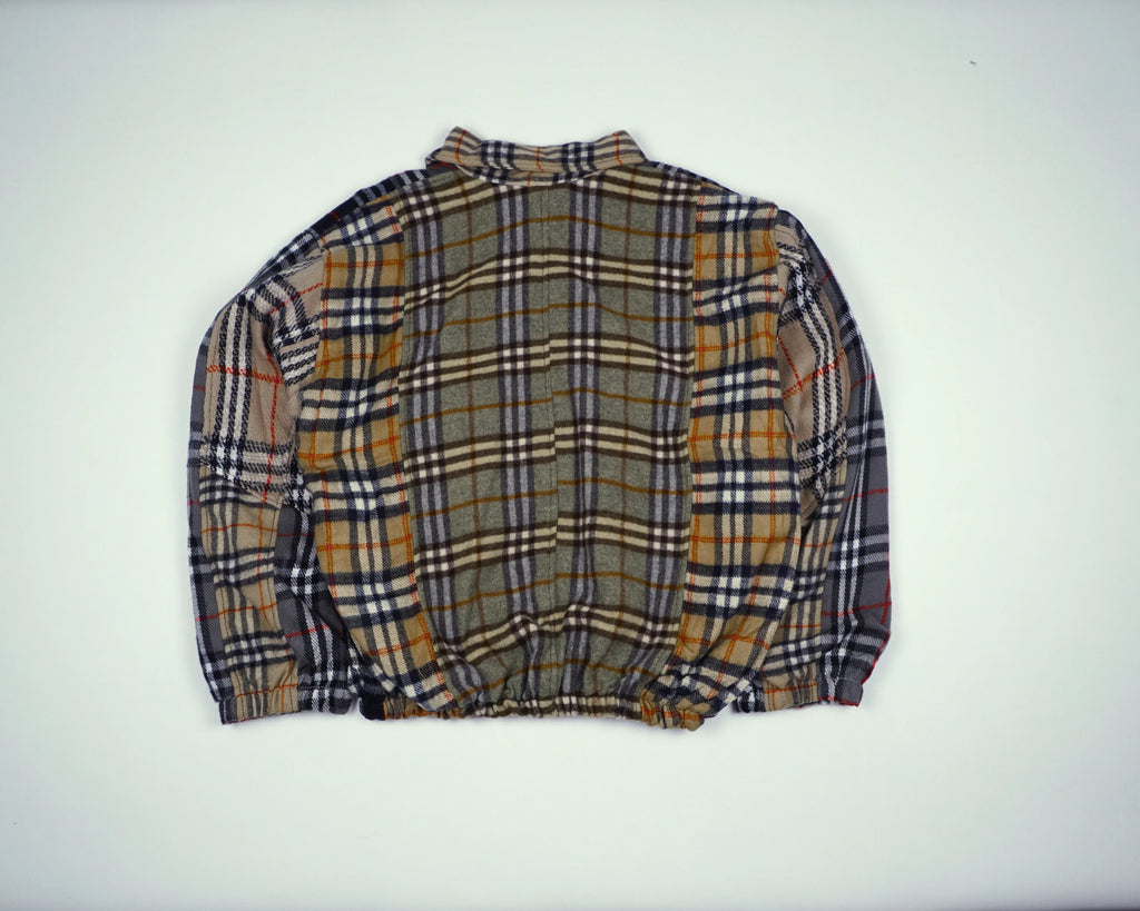 Reworked Burberry Gray Bomber Jacket S Wool, Polyester