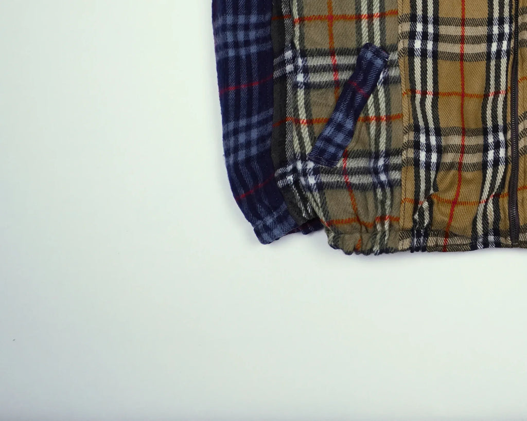 Reworked Burberry Brown Bomber Jacket M Wool, Polyester