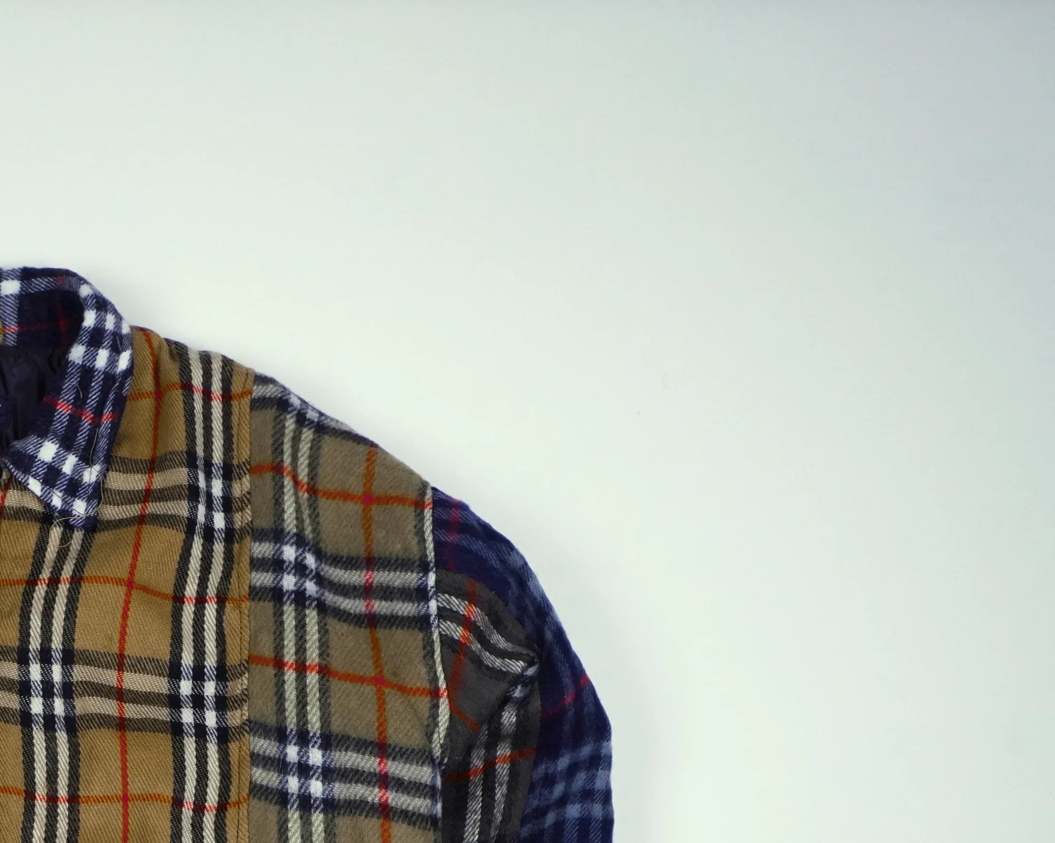 Reworked Burberry Brown Bomber Jacket M Wool, Polyester