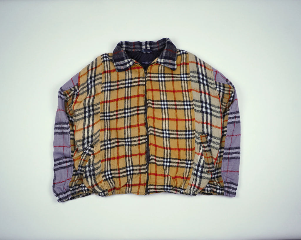 Reworked Burberry Beige Bomber Jacket M Wool, Polyester