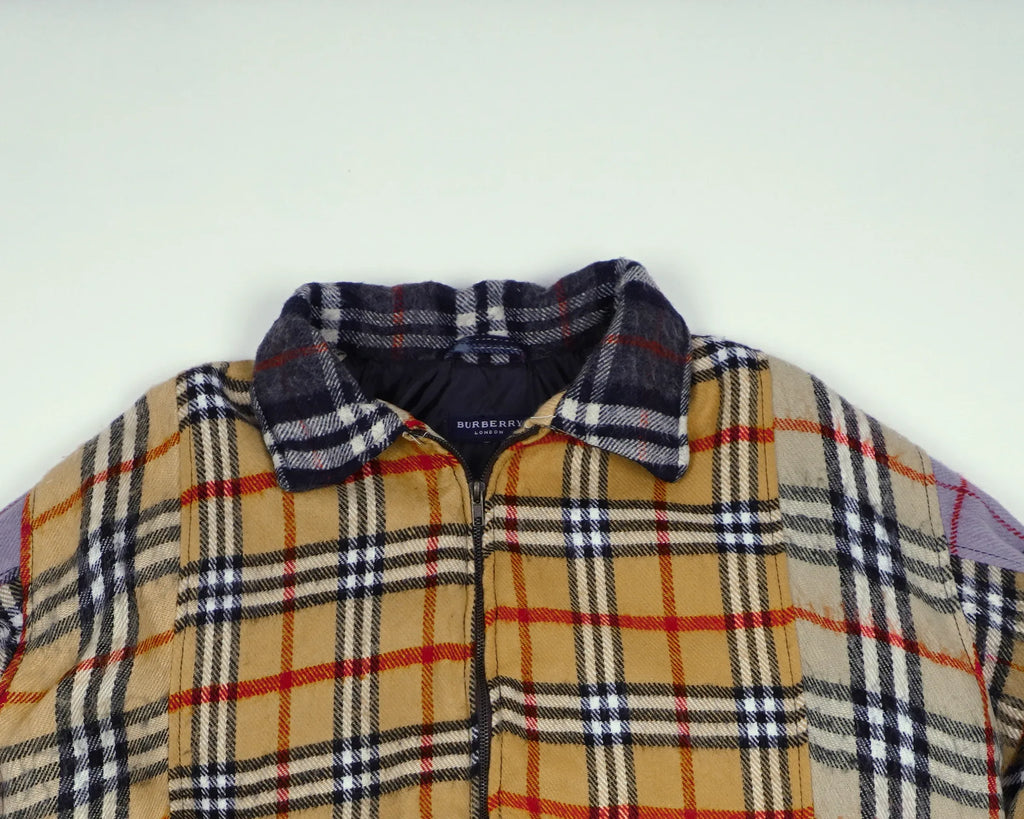 Reworked Burberry Beige Bomber Jacket M Wool, Polyester