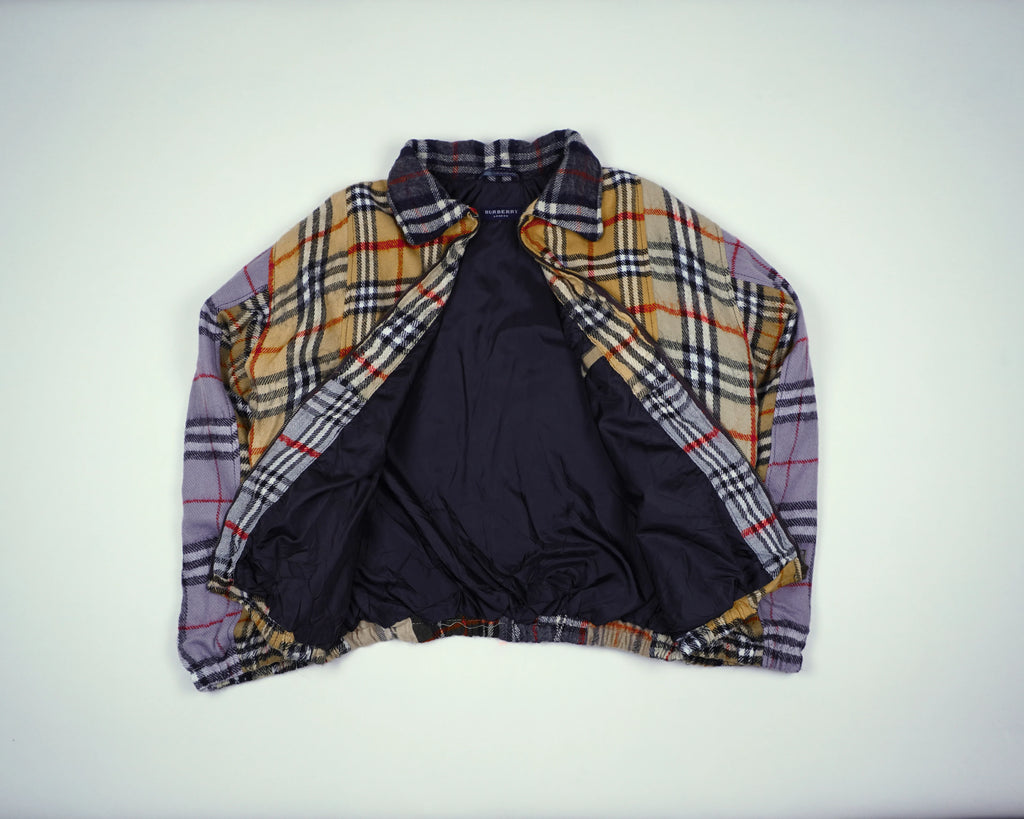 Reworked Burberry Beige Bomber Jacket M Wool, Polyester