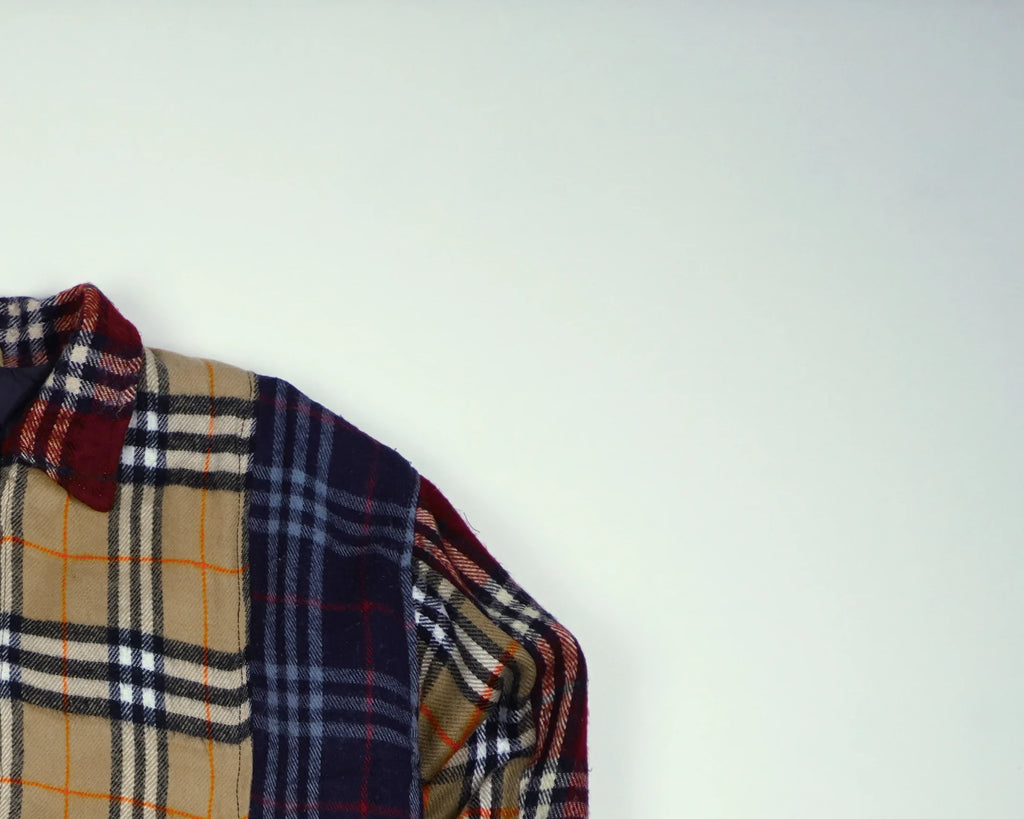 Reworked Burberry Beige Bomber Jacket S Wool, Polyester