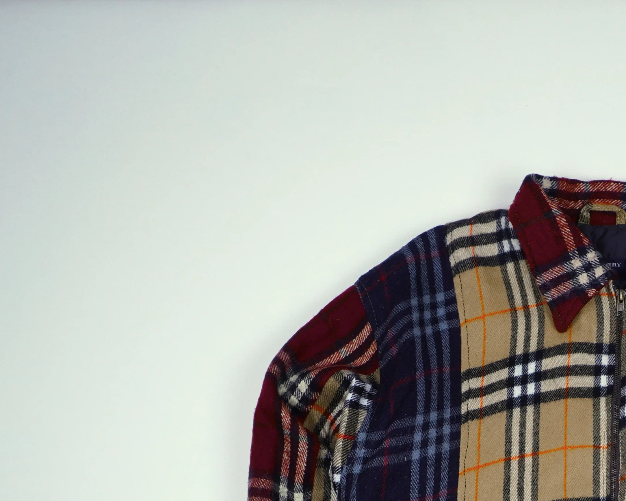 Reworked Burberry Beige Bomber Jacket S Wool, Polyester