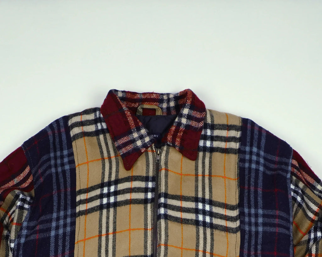 Reworked Burberry Beige Bomber Jacket S Wool, Polyester