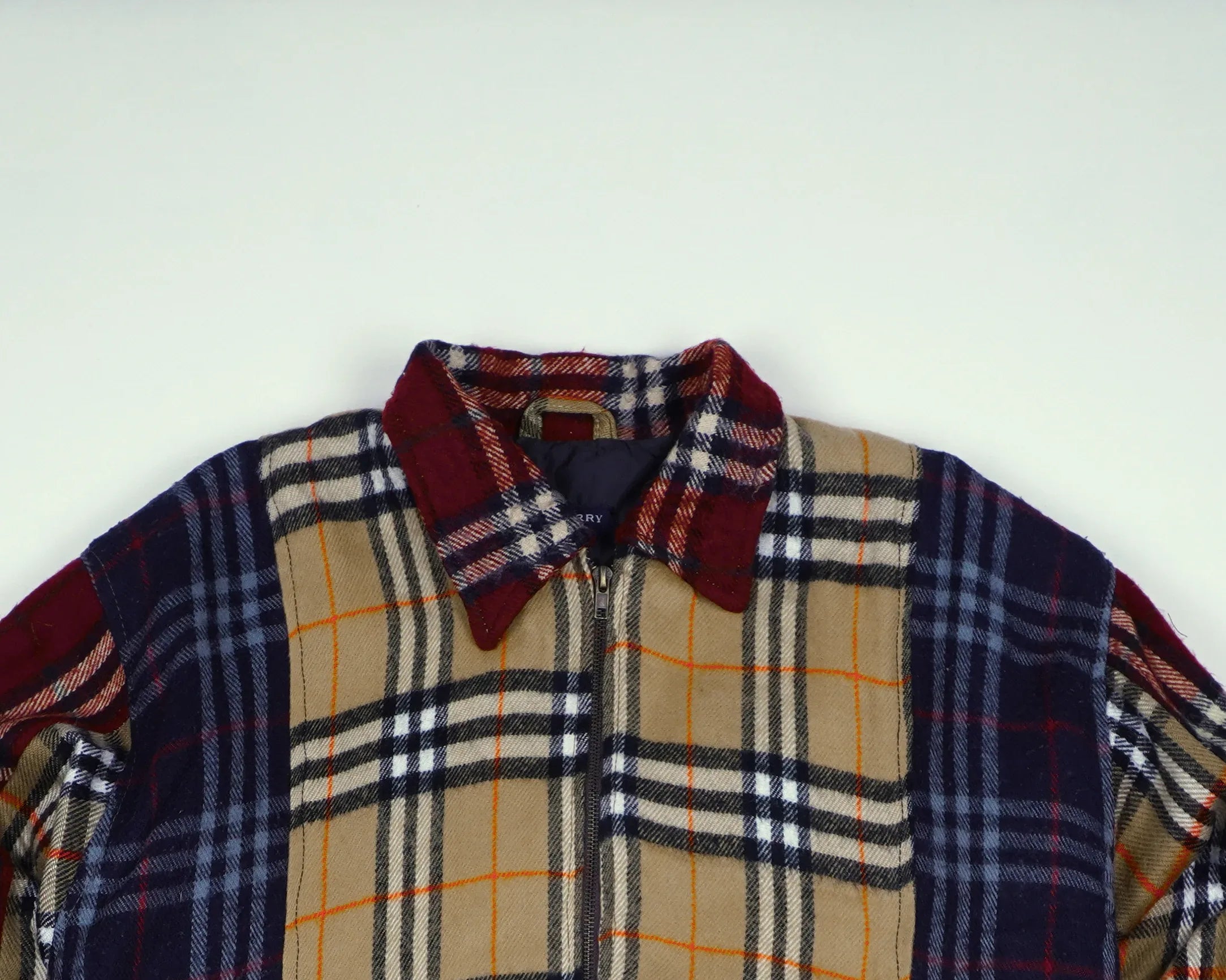 Reworked Burberry Beige Bomber Jacket S Wool, Polyester