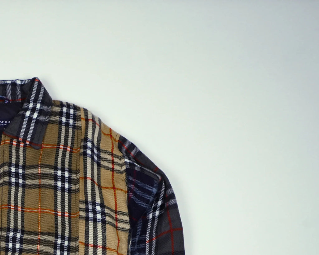 Reworked Burberry Beige Bomber Jacket M Wool, Polyester