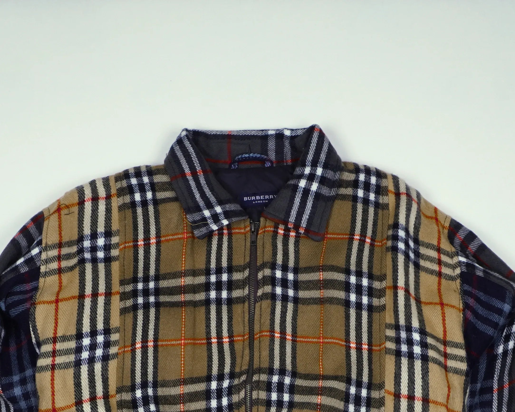 Reworked Burberry Beige Bomber Jacket M Wool, Polyester