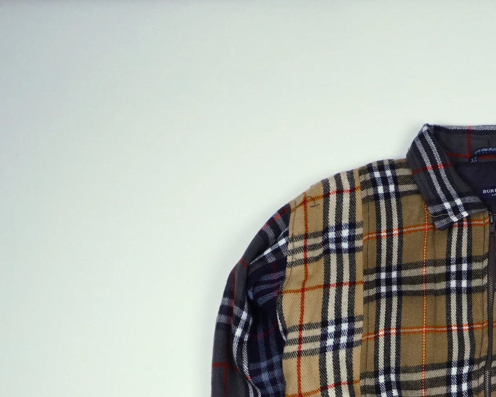 Reworked Burberry Beige Bomber Jacket M Wool, Polyester