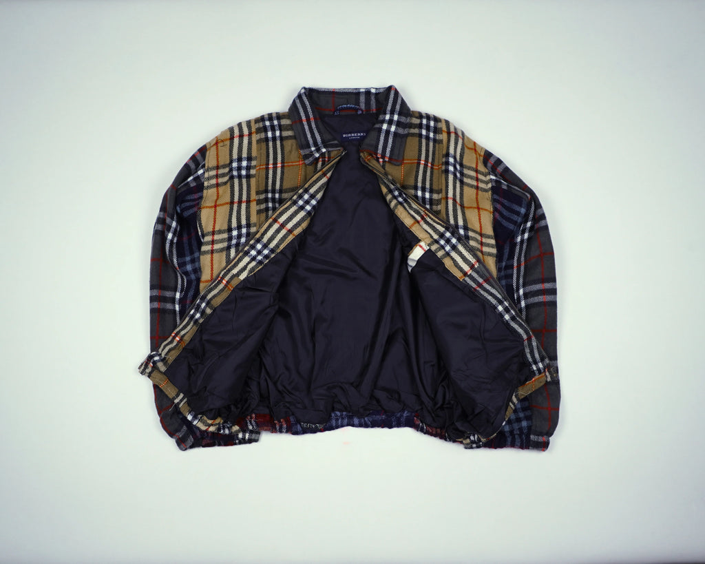 Reworked Burberry Beige Bomber Jacket M Wool, Polyester