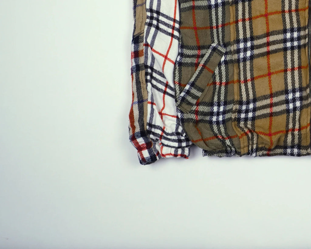 Reworked Burberry Brown Bomber Jacket S Wool, Polyester