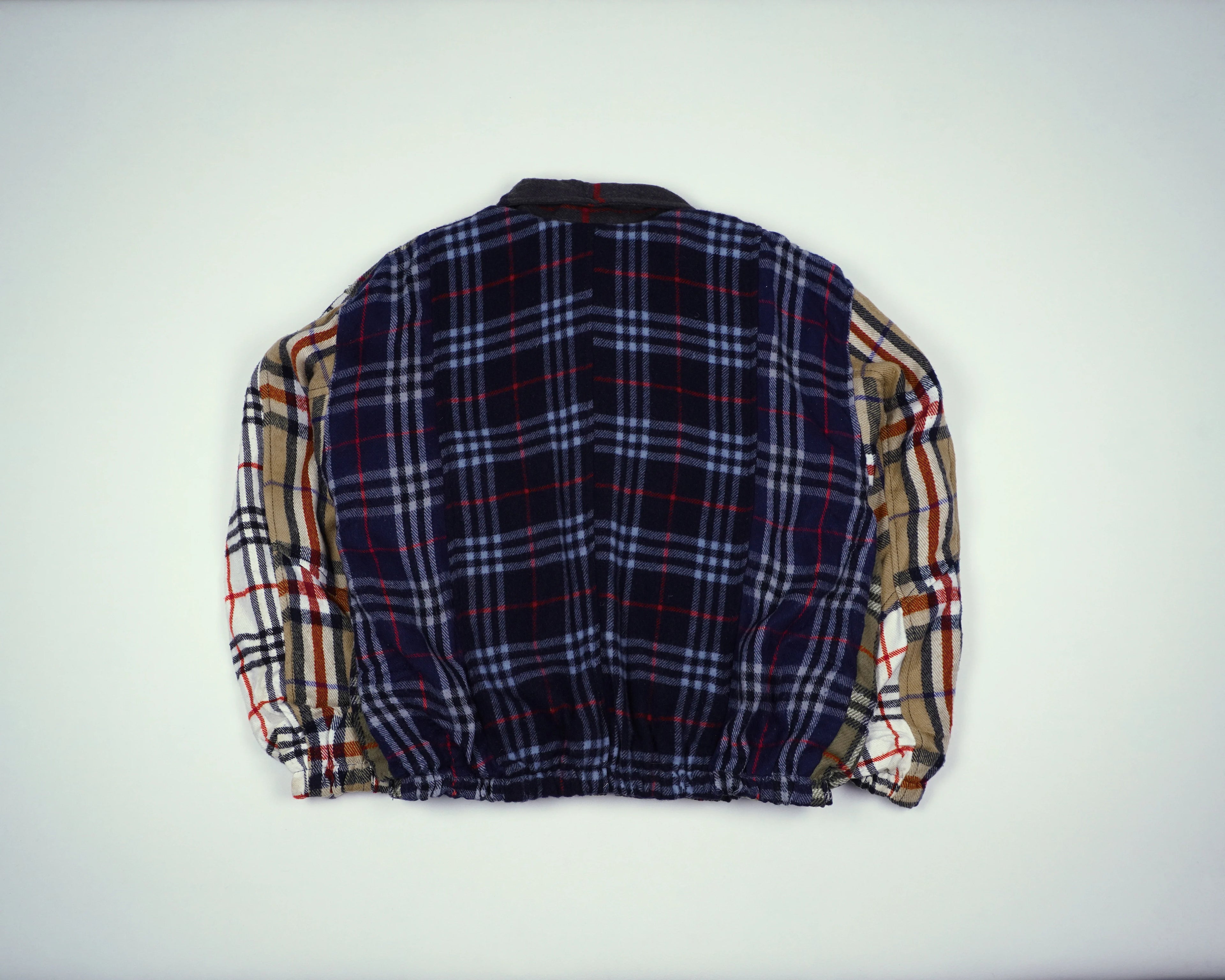 Reworked Burberry Brown Bomber Jacket S Wool, Polyester