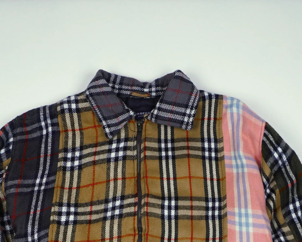 Reworked Burberry Pink Bomber Jacket L Wool, Polyester