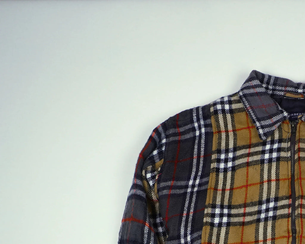 Reworked Burberry Pink Bomber Jacket L Wool, Polyester