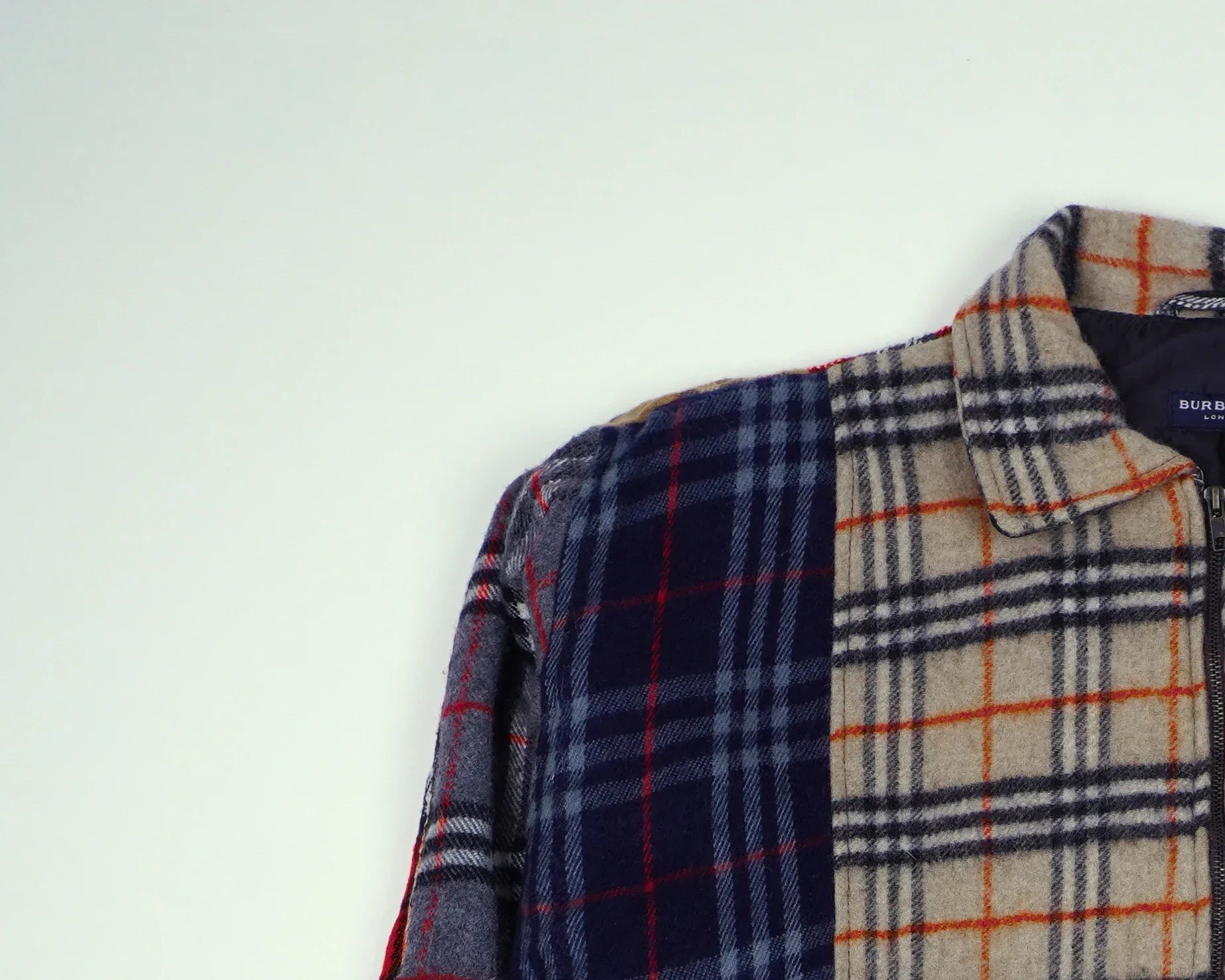 Reworked Burberry Red Bomber Jacket M Wool, Polyester