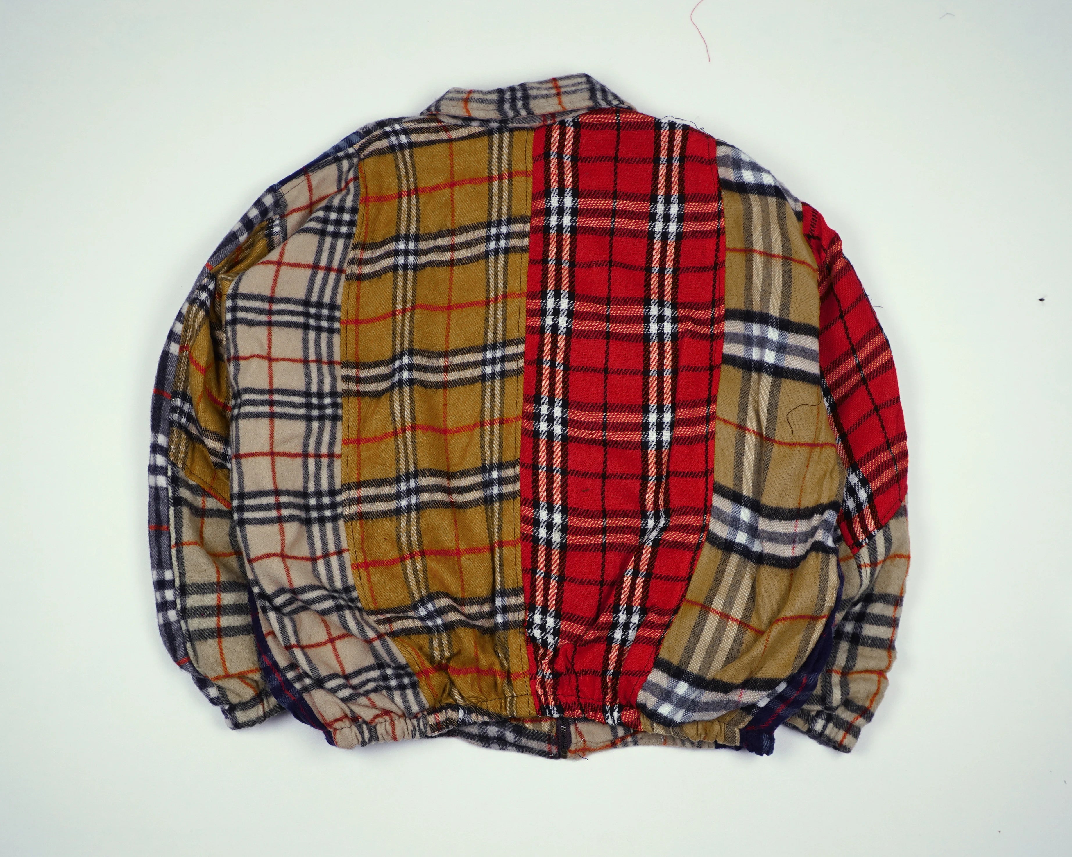 Reworked Burberry Red Bomber Jacket M Wool, Polyester