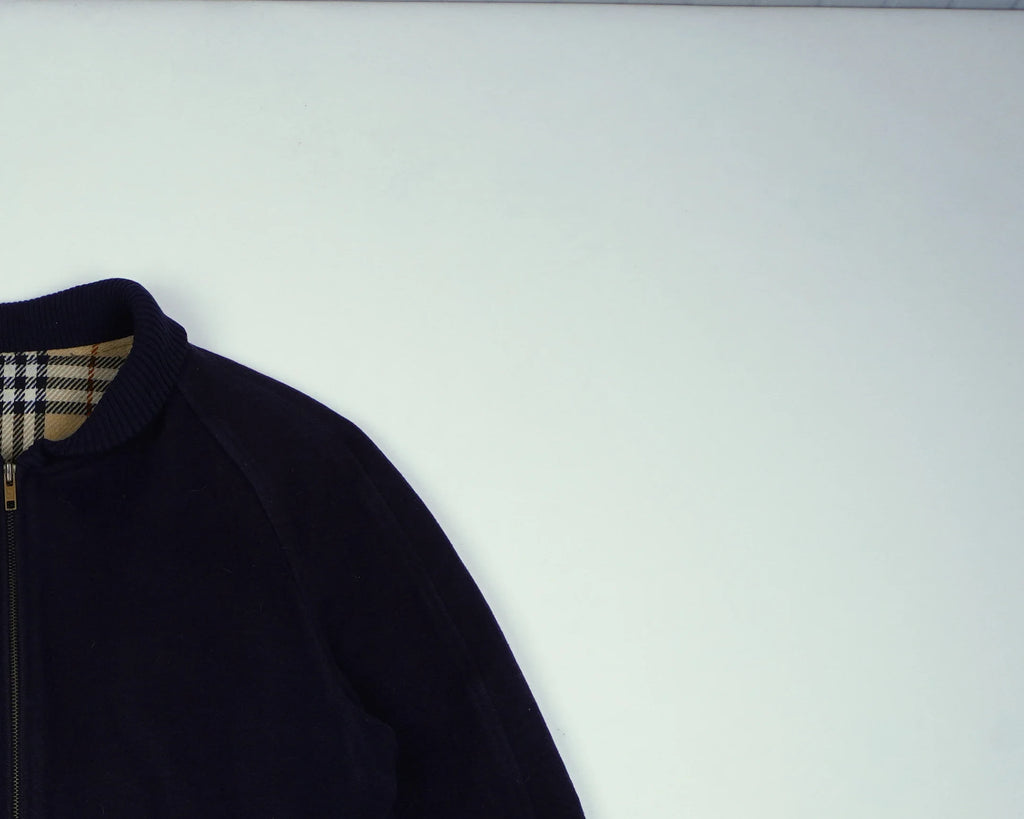 Burberry Navy Bomber Jacket S Wool