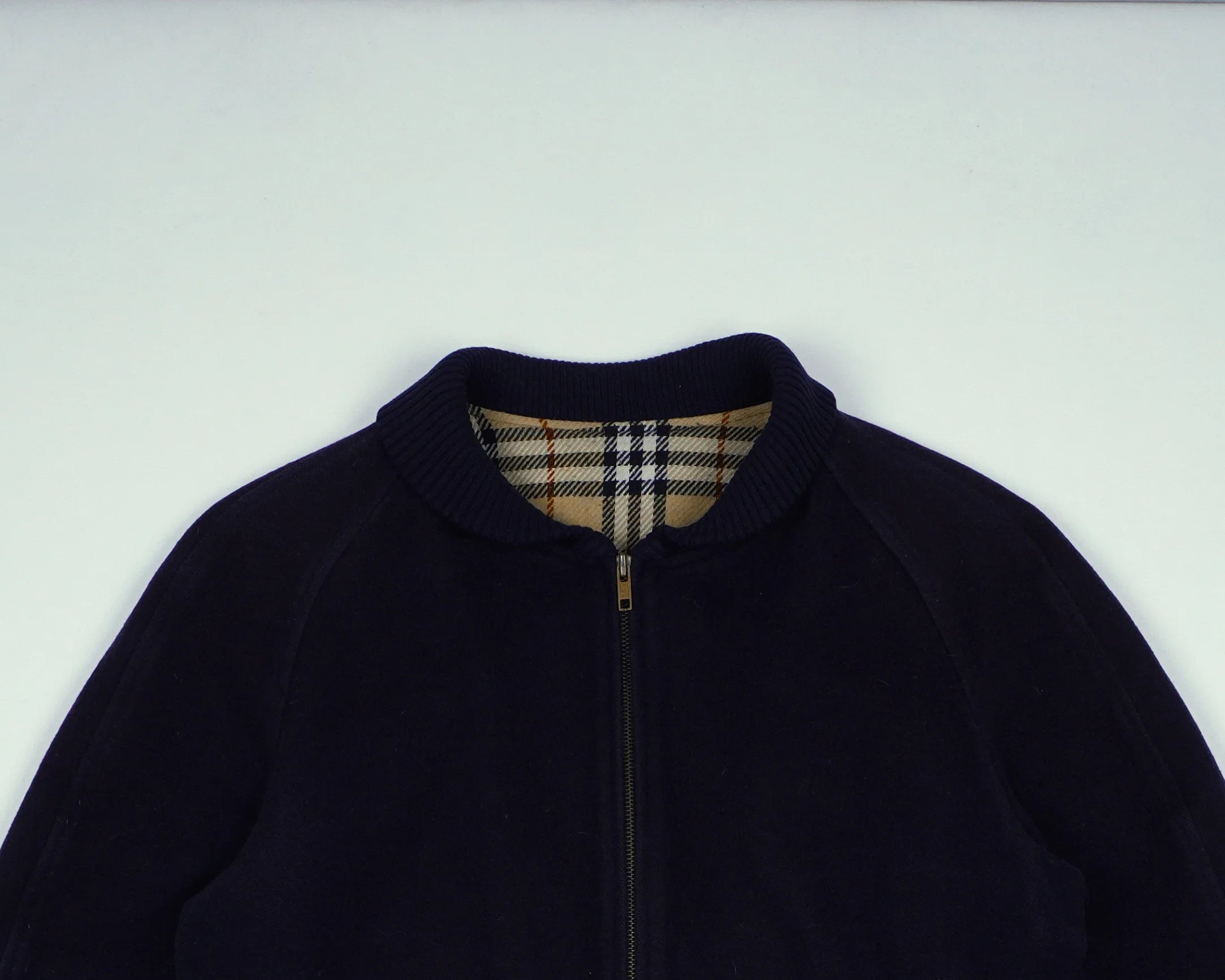 Burberry Navy Bomber Jacket S Wool