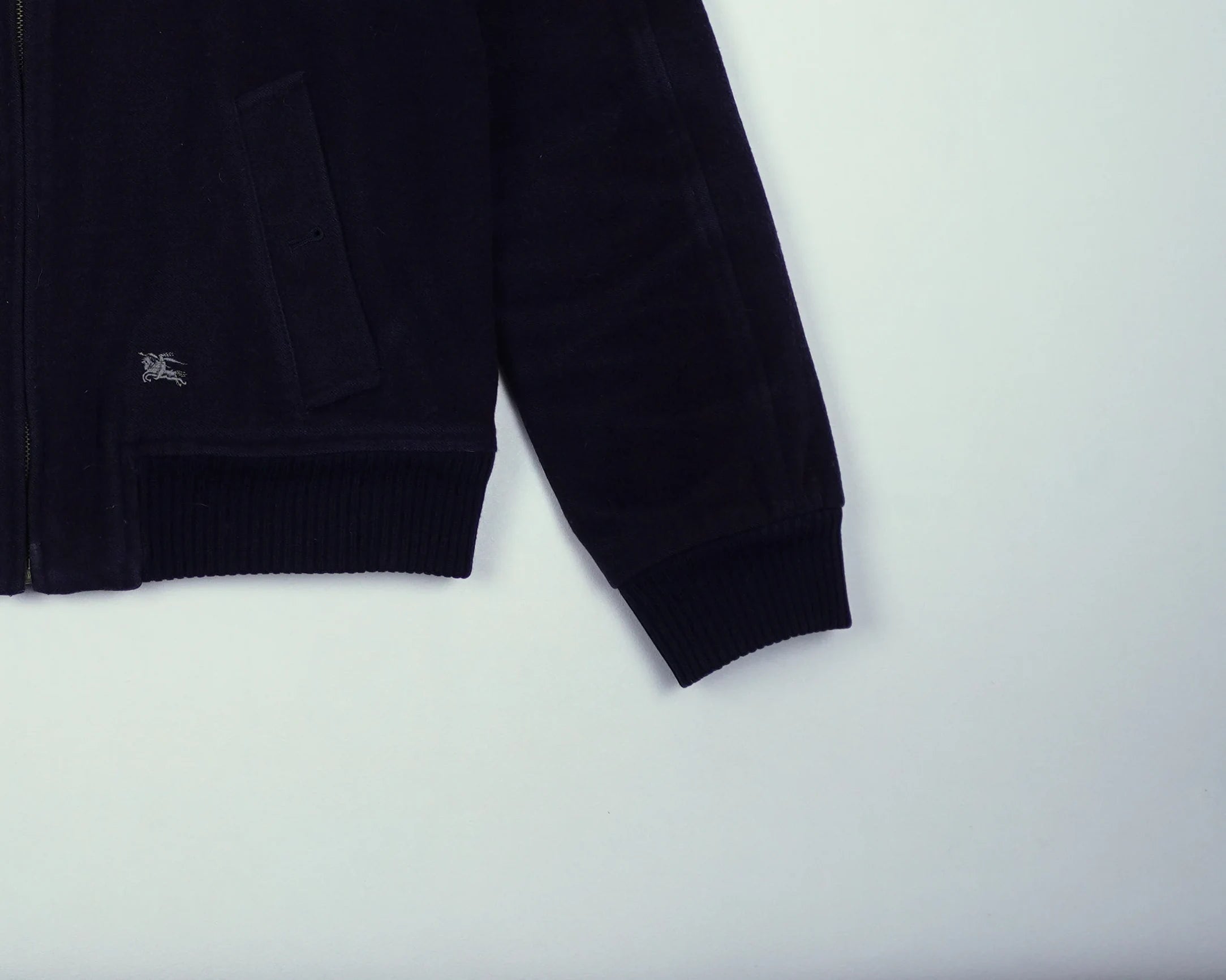 Burberry Navy Bomber Jacket S Wool