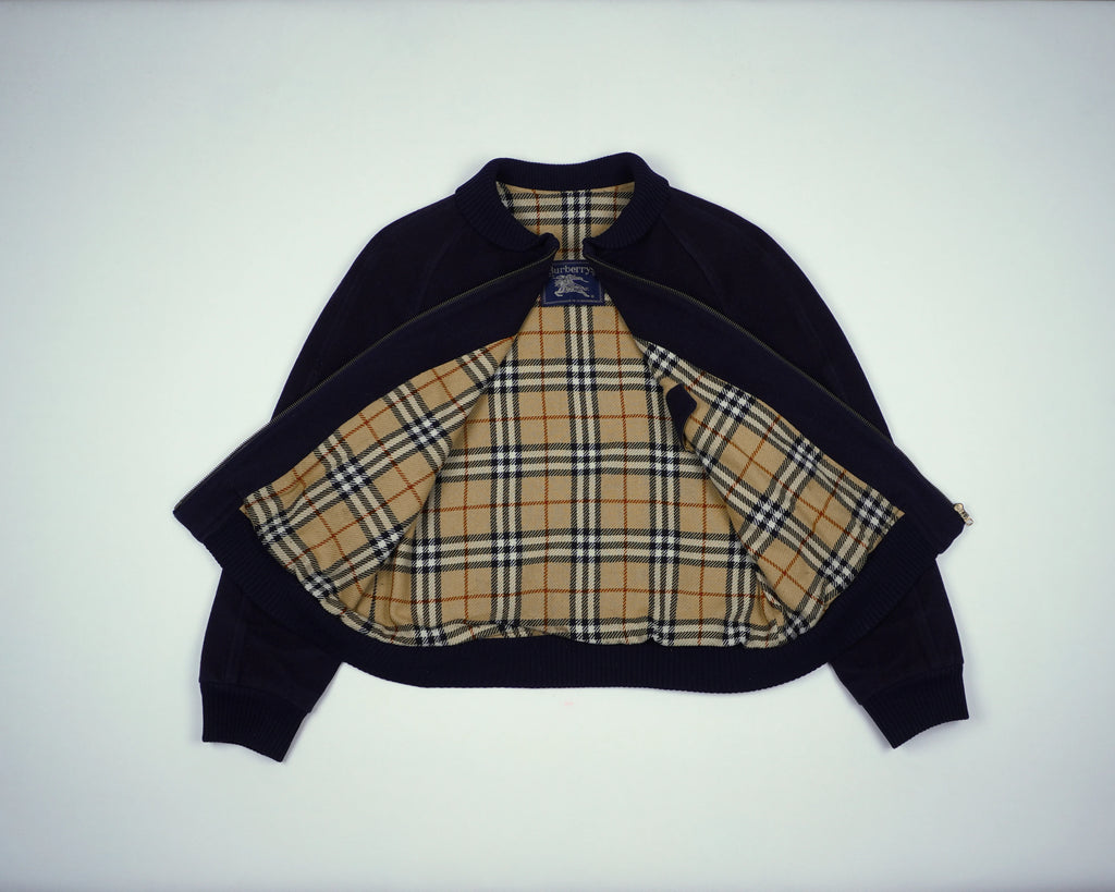 Burberry Navy Bomber Jacket S Wool
